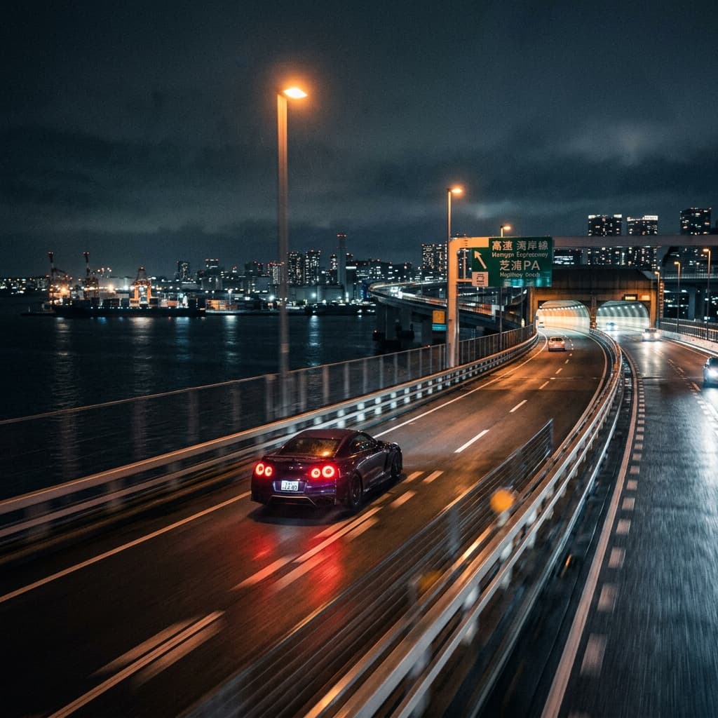 Real-life Wangan Midnight cultural session and urban transit study.